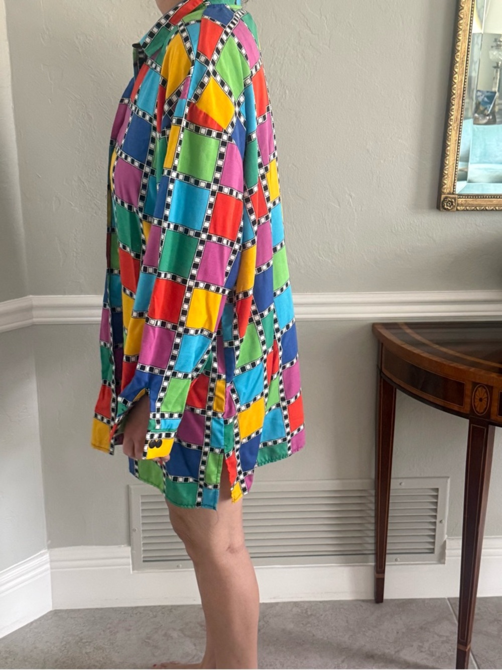 Liz Baker 80s Multicolor Checkered womens Shirt - Picture 10 of 10